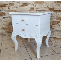 STOLIK Z 2 SZUFLADKAMI 40X40/50 W BIAŁYM, WYSOKIM POŁYSKU