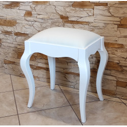 TABORET DO TOALETKI W BIAŁYM, WYSOKIM POŁYSKU