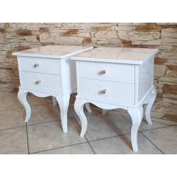 STOLIKI NOCNE 40X40/50 W BIAŁYM, WYSOKIM POŁYSKU, ZŁOTE GAŁKI