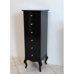 KOMODA / SŁUPEK 40X40/120 W CZARNYM WYSOKIM POŁYSKU, ZŁOTE GAŁKI