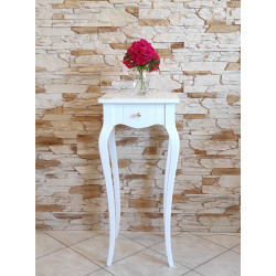 STOLIK / KWIETNIK 40X40/90 W BIAŁYM, WYSOKIM POŁYSKU
