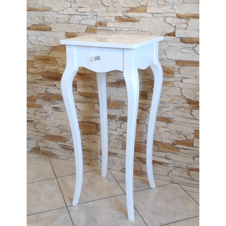 STOLIK 40X40/90 W BIAŁYM, WYSOKIM POŁYSKU